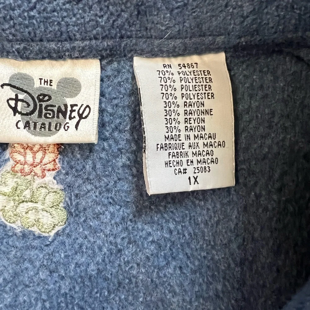 Vintage Disney Bambi 1XL Button Up Embroidery Cardigan Fleece Soft Sweater - Picture 5 of 10